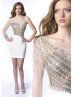 Fitted One Shoulder Beaded Homecoming Dress